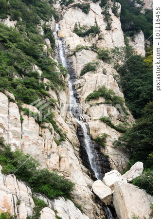 Waterfall in sacred Songshan mountains in Henan province, China 101116458