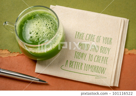 Take care of your mind and body today, to create a better tomorrow. Self care concept. Take care of your mind and body today, to create a better tomorrow. Self care concept. 101116522