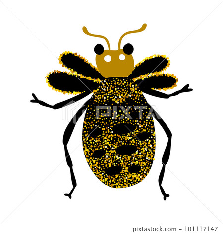 Black and gold glitter bug honey bee beetle, celestial vector insect golden art illustration Black and gold glitter bug honey bee beetle, celestial vector insect golden art illustration 101117147