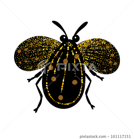 Black and gold glitter bug beetle, celestial vector fairy insect golden illustration 101117151