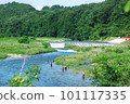 Ayu fishing under the summer sky 101117335
