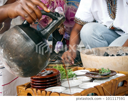 Traditional Ethiopian coffee ceremony, Africa Traditional Ethiopian coffee ceremony, Africa 101117591