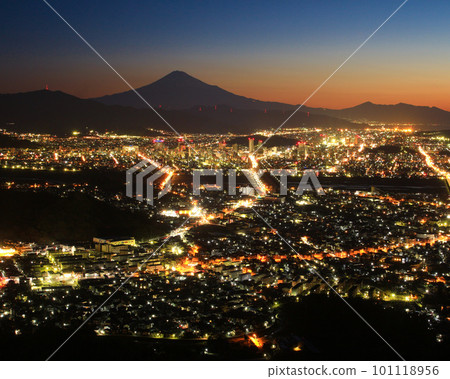 Shizuoka City Mt.Fuji and cityscape seen from Korean Rock Shizuoka City Mt.Fuji and cityscape seen from Korean Rock 101118956