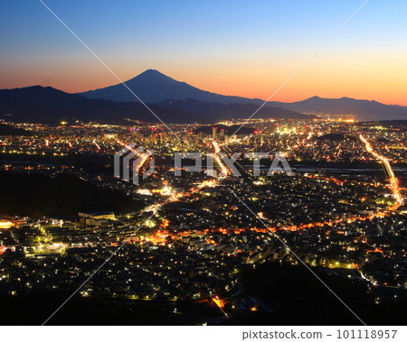 Shizuoka City Mt.Fuji and cityscape seen from Korean Rock Shizuoka City Mt.Fuji and cityscape seen from Korean Rock 101118957