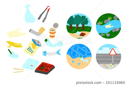 Illustration of picking up trash 101118960