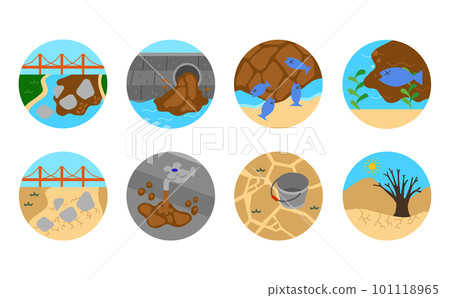 Illustration of water pollution and lack of water resources 101118965