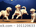 playful labrador retriever puppy jumping up outdoors,generative ai 101120633