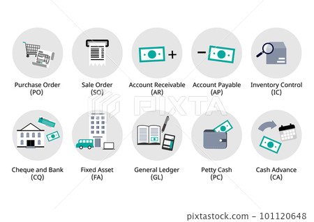accounting icon to record all financial transaction in the company for accounting software system  101120648