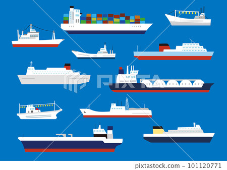 Fun paper-cut style illustration set of various ships 101120771