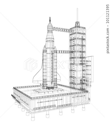 Space Rocket on launch pad 101121395