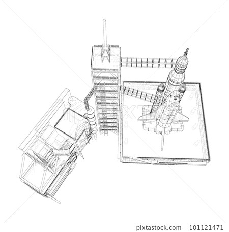 Space Rocket on launch pad 101121471