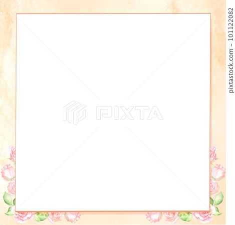 Bouquet of roses watercolor frame on orange background Bouquet of roses watercolor frame on orange background 101122082