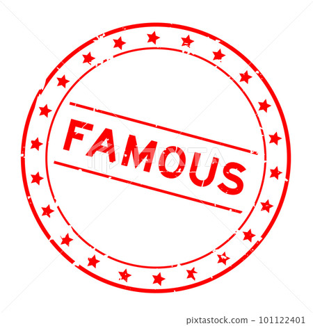 Grunge red famous word round rubber seal stamp on white background Grunge red famous word round rubber seal stamp on white background 101122401