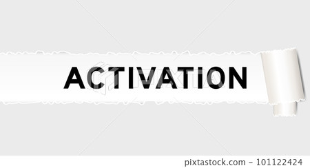 Ripped gray paper background that have word activation under torn part Ripped gray paper background that have word activation under torn part 101122424