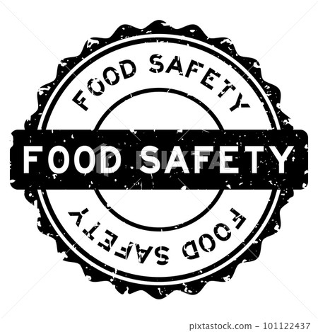 Grunge black food safety word round rubber seal stamp on white background 101122437