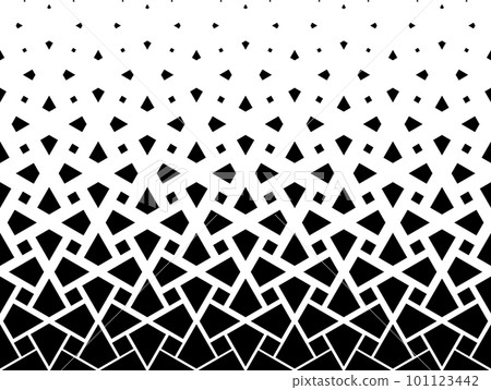 Geometric pattern of black figures on a white background. Seamless in one direction.SCALE method 101123442