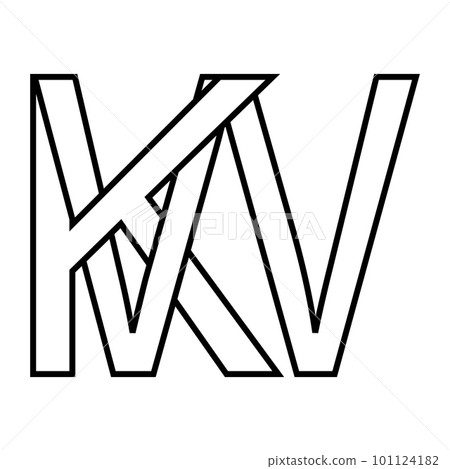 Logo sign kw wk, icon double letters logotype w k 101124182