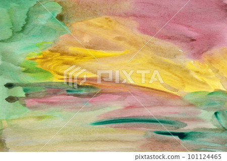Hand drawn watercolor green red texture  101124465