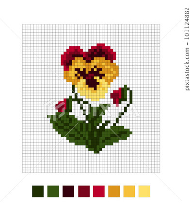 Floral embroidery. Cross stitch pansies 101124882