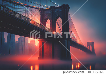 Brooklyn Bridge in New York City - Stock Illustration [101125166] - PIXTA