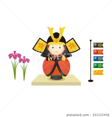 五月娃娃,鯉魚旗和鳶尾花的插圖 五月娃娃,鯉魚旗和鳶尾花的插圖 101125456
