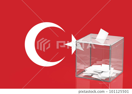 Ballot box with the flag of Republic of Turkey 101125501