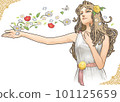 Goddess of spring who sprinkles flowers (horizontal composition) _ Art Nouveau style 101125659