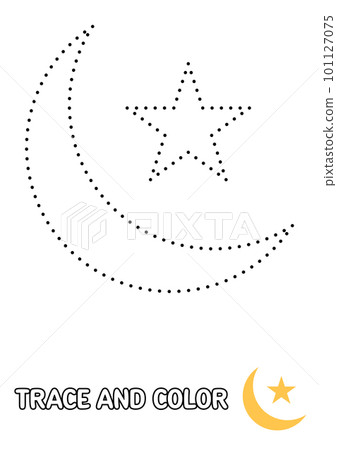 Eid Moon tracing and coloring worksheet for kids Eid Moon tracing and coloring worksheet for kids 101127075