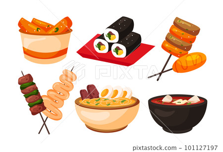 Korean street food, korean traditional food illustration 101127197