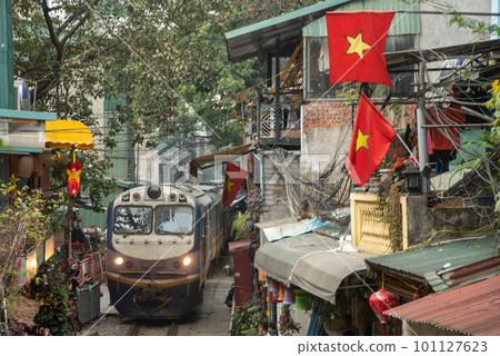 Beautiful scenery of Train Street in Hanoi, the capital of Vietnam 101127623