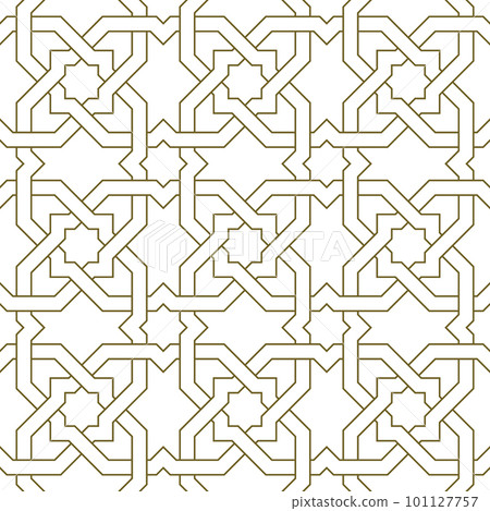 Seamless arabic geometric ornament in brown color. 101127757