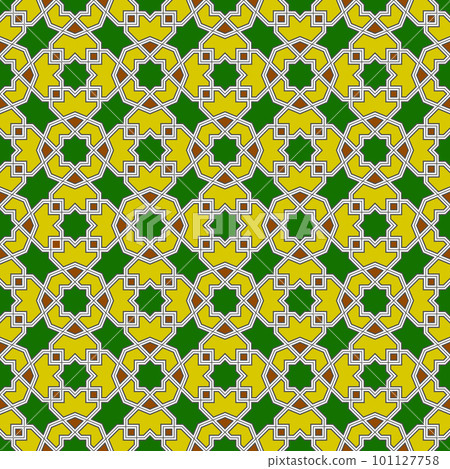 Seamless arabic tradition geometric ornament in color. 101127758