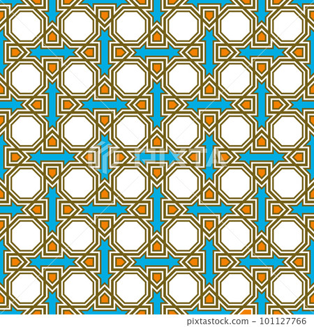Seamless arabic tradition geometric ornament in color. 101127766