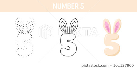 Number 5 tracing and coloring worksheet for kids Number 5 tracing and coloring worksheet for kids 101127900