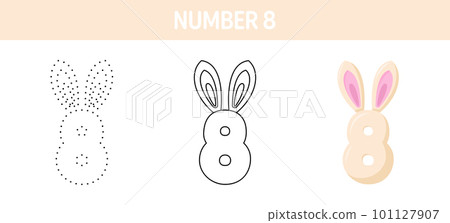 Number 8 tracing and coloring worksheet for kids Number 8 tracing and coloring worksheet for kids 101127907
