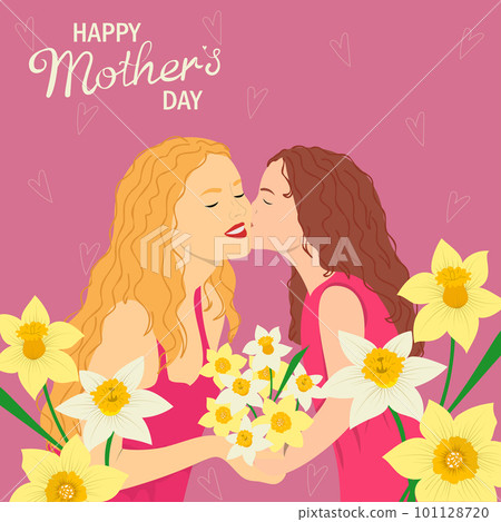 Mother's day greeting card with daughter. 101128720