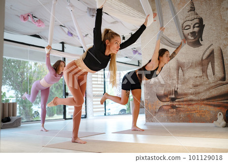 workshop of air yoga and stretching in yoga studio workshop of air yoga and stretching in yoga studio 101129018