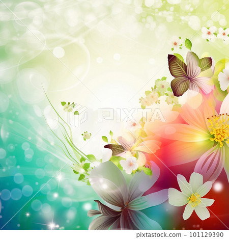 spring background with colorful flowers and butterflies spring background with colorful flowers and butterflies 101129390