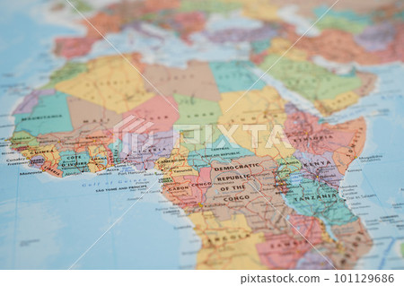 Bangkok, Thailand May 15, 2022 World map paper, closeup view. 101129686