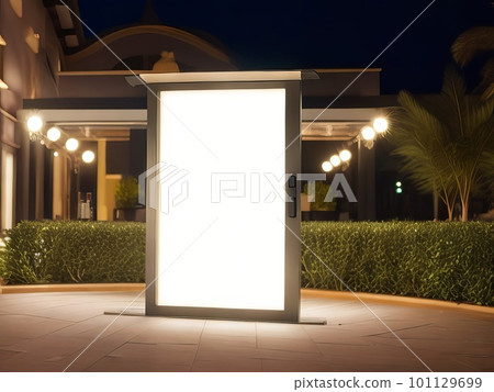 Luxury resort and fine dining experience with blank empty signboard mockup. Generative AI 101129699