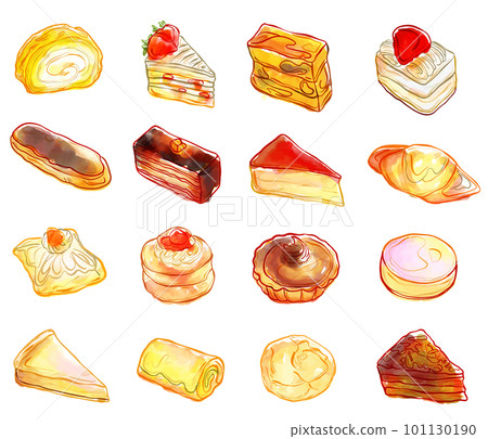 水彩繪製的各種蛋糕插圖集 水彩繪製的各種蛋糕插圖集 101130190