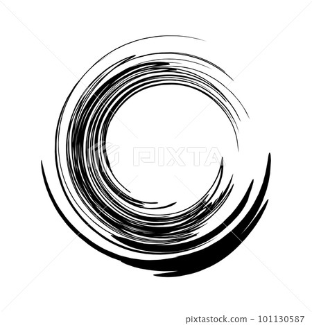 Background illustration of a black brush circle drawn with a brush Background illustration of a black brush circle drawn with a brush 101130587