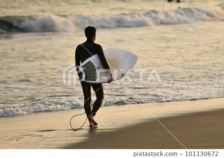 Tsujido sunset and surfers Tsujido sunset and surfers 101130672