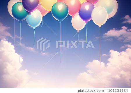 A balloon floating in the blue sky 101131384