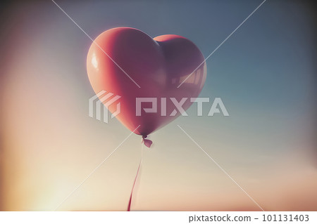 黃昏的天空和心形氣球 黃昏的天空和心形氣球 101131403