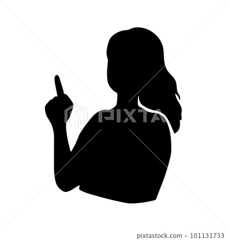 Silhouette female illustration explaining the point black Silhouette female illustration explaining the point black 101131733