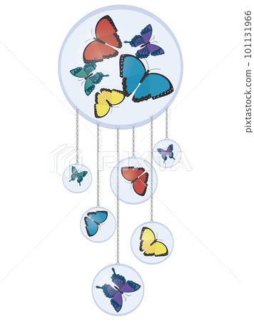 Glass balloons with bright colorful butterflies art composition vector illustration Glass balloons with bright colorful butterflies art composition vector illustration 101131966