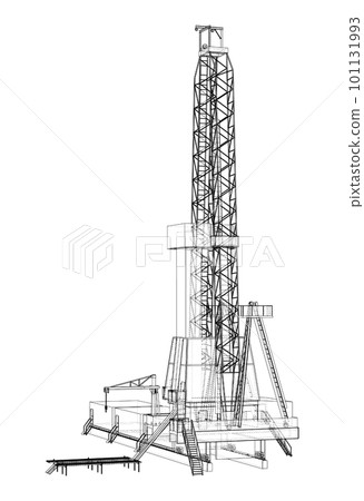 Oil rig. Wire-frame style Oil rig. Wire-frame style 101131993