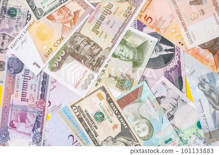 Banknotes of different countries . elements of history. Money from all countries and continents. 101133883