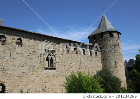 The walls of the historic fortified city of Carcassonne, France The walls of the historic fortified city of Carcassonne, France 101134269